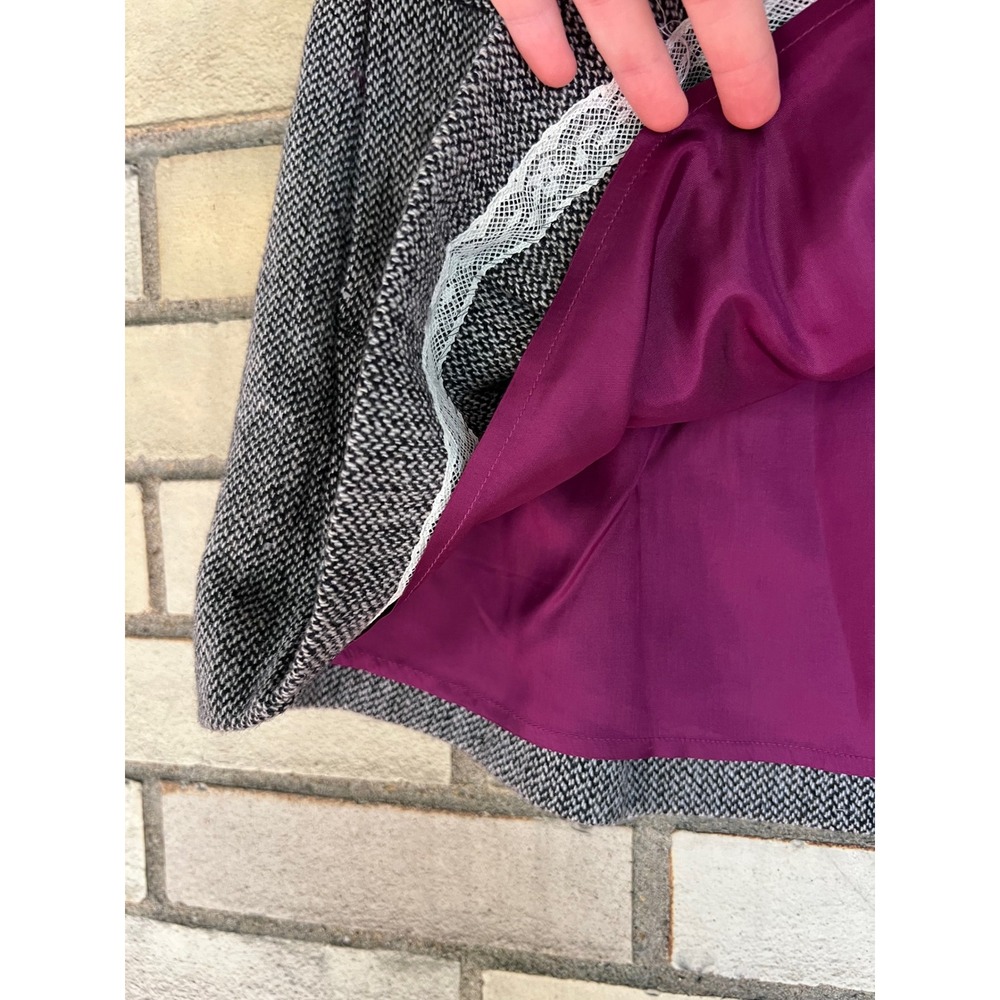 Vtg American Eagle Y2K Herringbone Pleated Micro Mini Skirt Wool Size 8 NWT - Picture 4 of 8